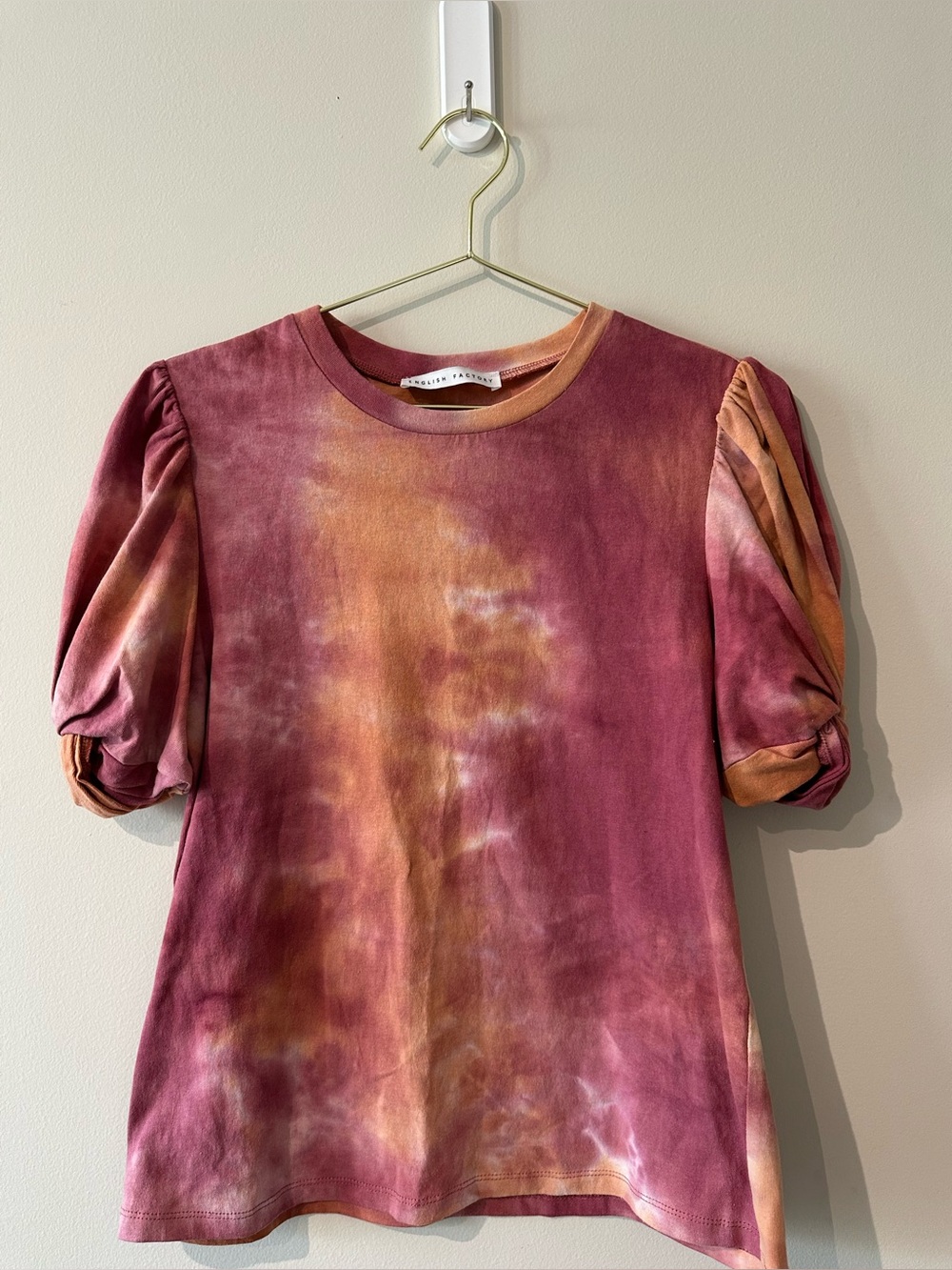 English Factory Tie-Dye Puff Sleeve Tee size Small
